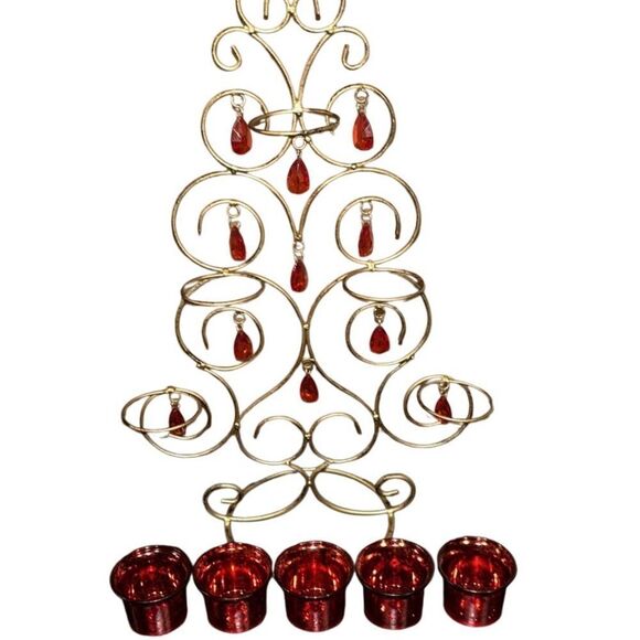 Rustic Metal Christmas Tree Candle Holder - Picture 9 of 9